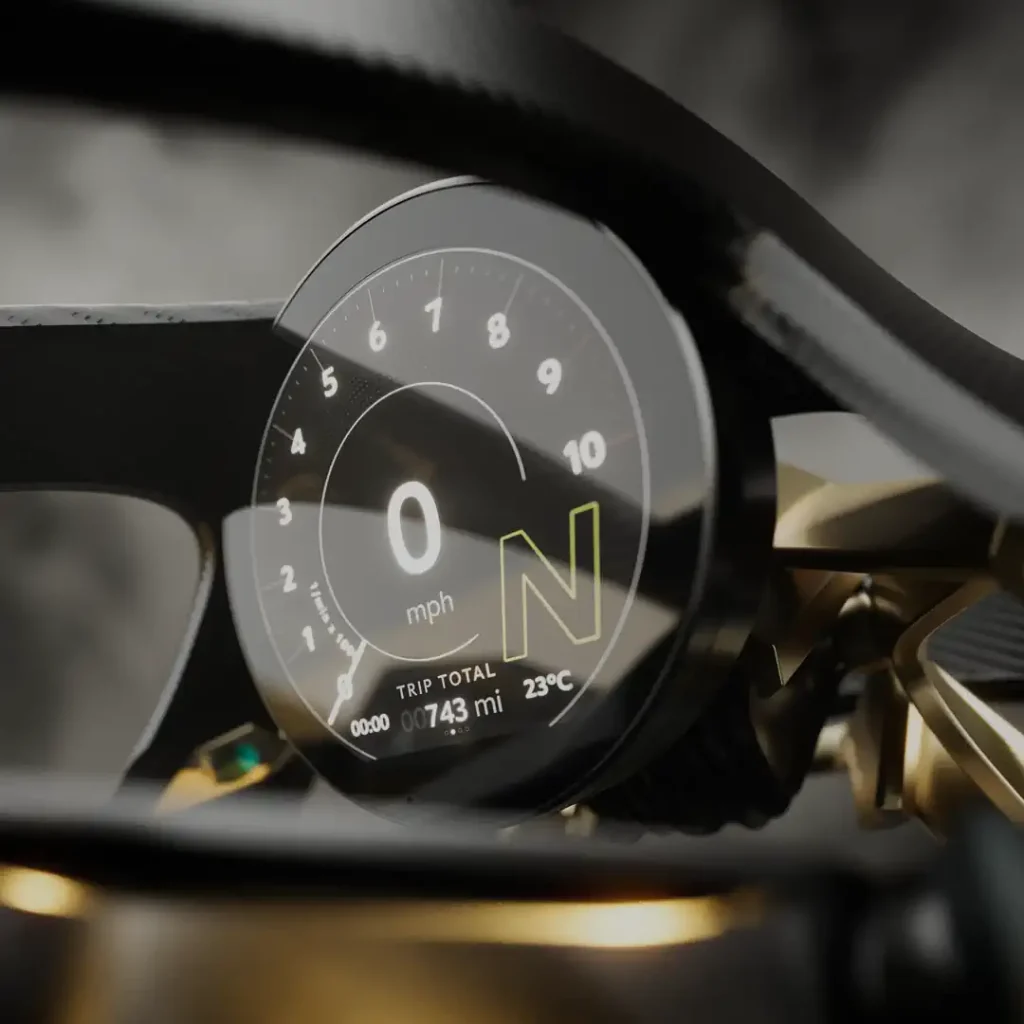 Digital speedmeter on a motorycle.