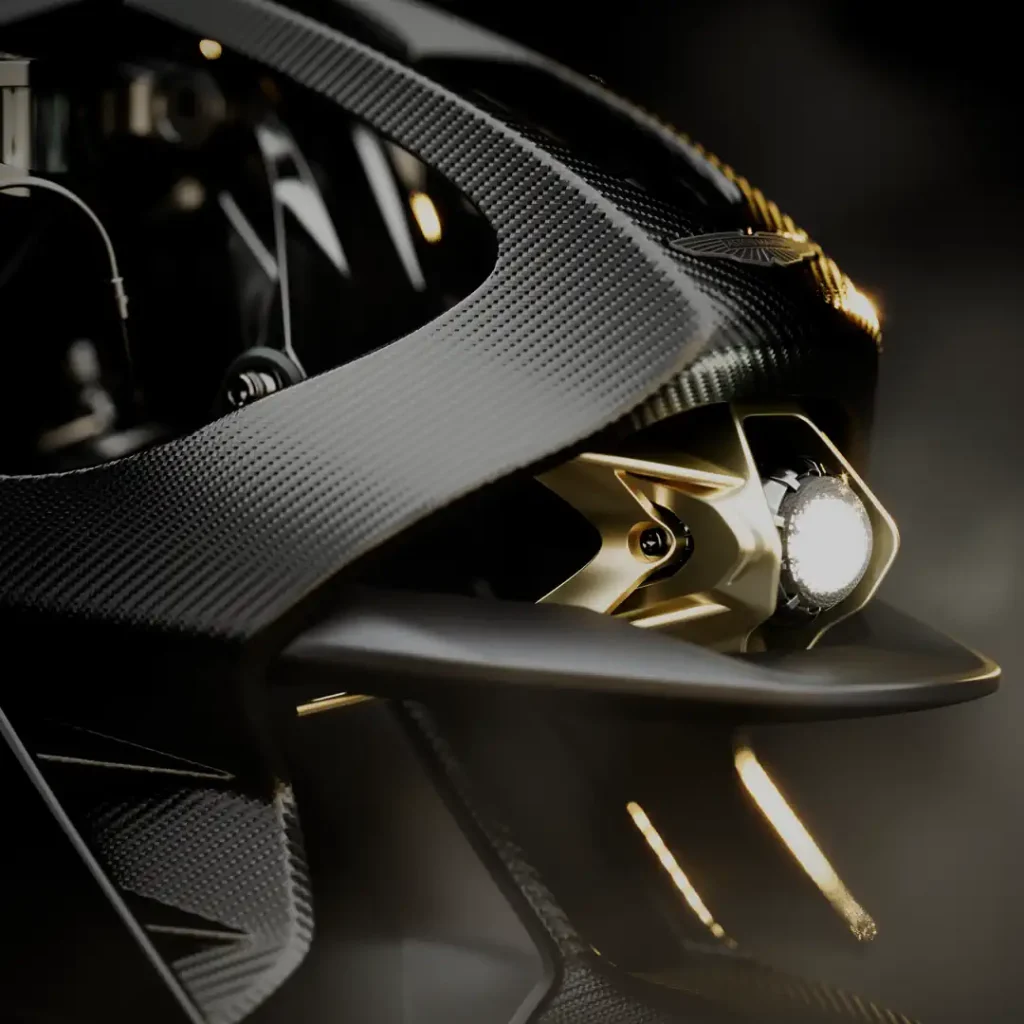LED headlight and carbon fiber bodywork on a motorcycle