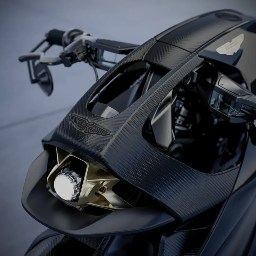 Carbon fiber and LED technology on the front of a motorcycle