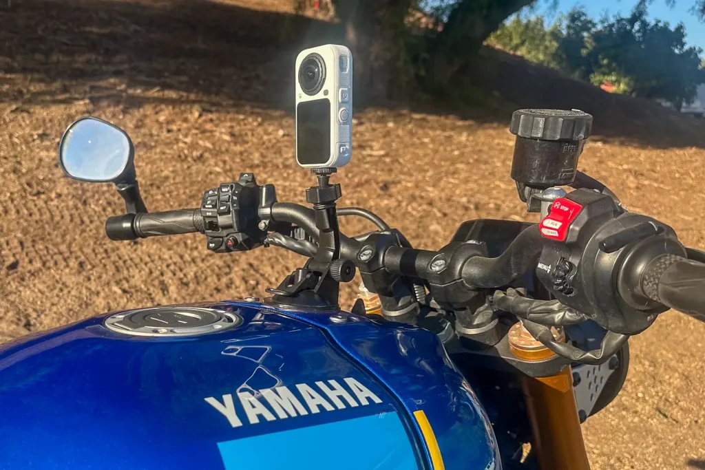 Insta360 X6 mounted on Yamaha XSR900 for Review: