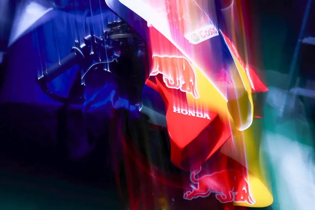 Artisticly blurred shot of the Red Bull Honda HRC MotoGP racing motorcycle for 2027