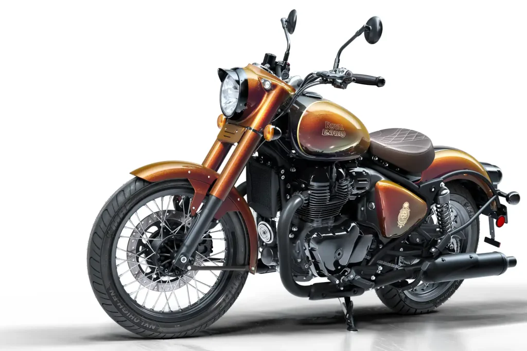 3/4 front-left studio view of the  Royal Enfield Classic 650 125th Anniversary