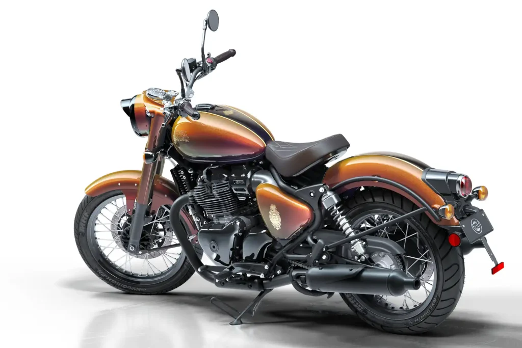 3/4 rear-left studio view of the  Royal Enfield Classic 650 125th Anniversary